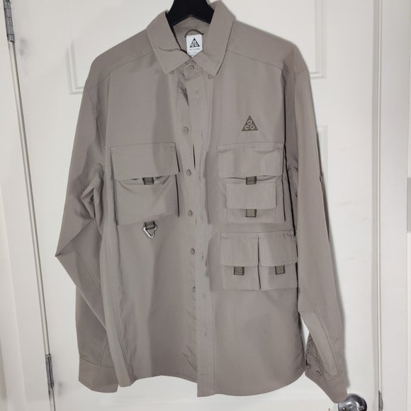 Nike ACG Taupe Dri-FIT ADV UV Devastation Trail Shirt Medium - Picture 1 of 4